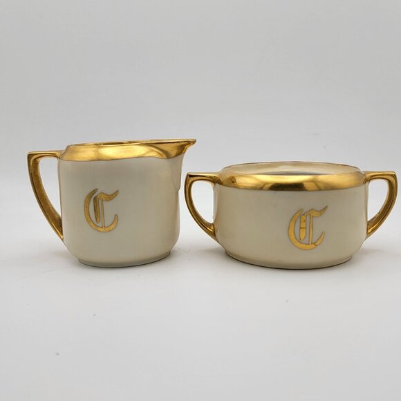 Other - Vintage Rosenthal Porcelain Creamer & Sugar Bowl (No Lid) – Gold Trim – Monogram